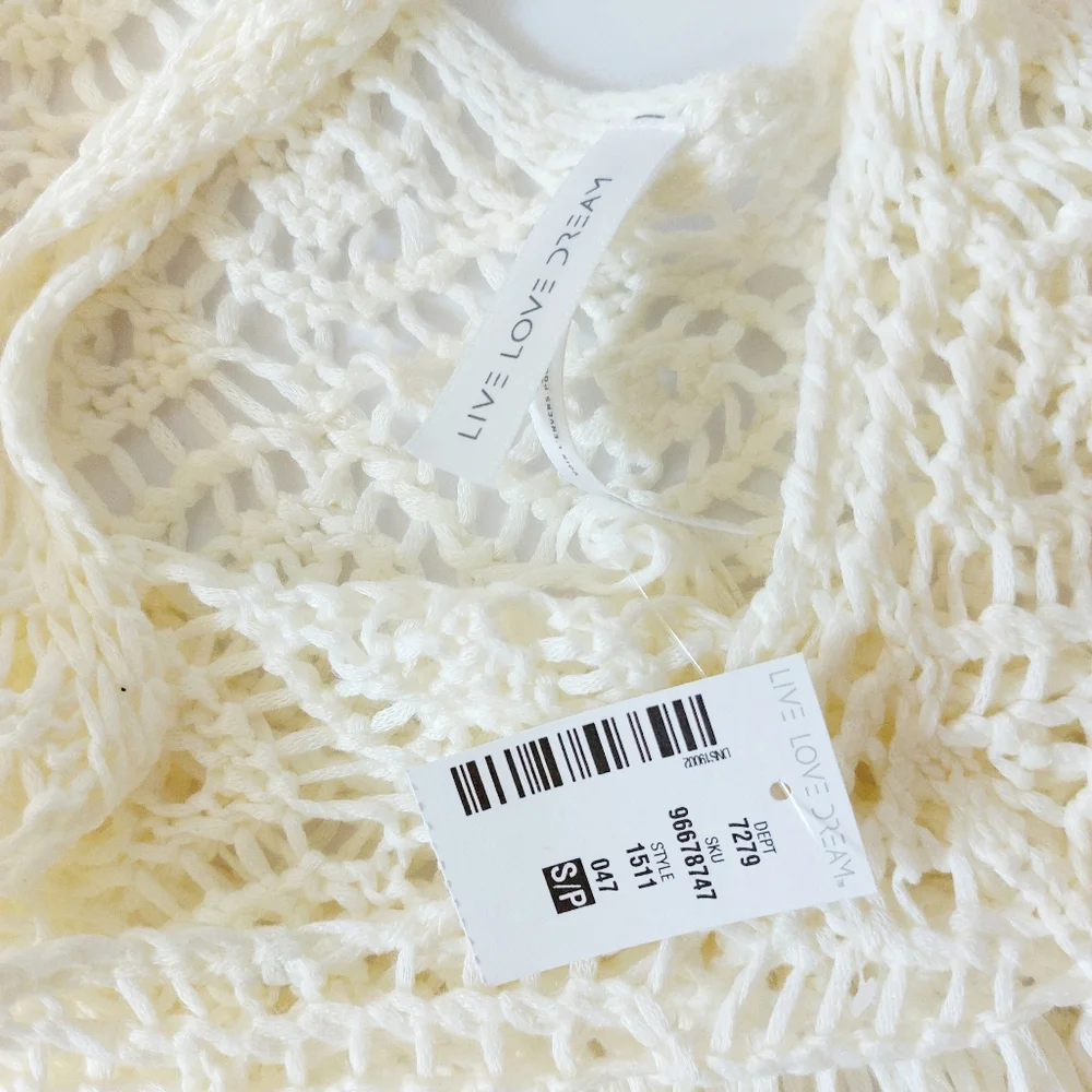 NWT Fringe Boho Festival Crochet‎ Top or Swim Cover Size Small Hippie 70s Style